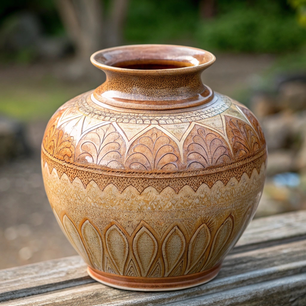 Ceramic vessel with natural glaze